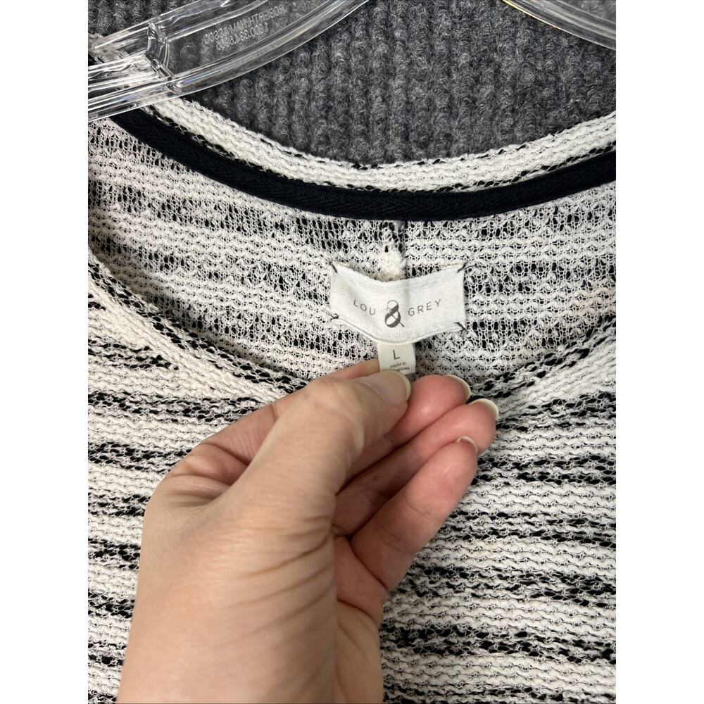 Lou & Grey Womens Textured Striped Top Size Large Neutral Bohemian Coastal - Picture 4 of 8